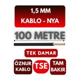 Avarson Öznur 1,5 MM NYA Enerji Kablosu, 100 Metre, Siyah
