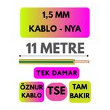 Avarson Öznur 1,5 MM NYA Enerji Kablosu, 11 Metre, Sarı-Yeşil