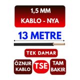 Avarson Öznur 1,5 MM NYA Enerji Kablosu, 13 Metre, Siyah