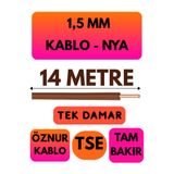 Avarson Öznur 1,5 MM NYA Enerji Kablosu, 14 Metre, Kahverengi