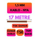 Avarson Öznur 1,5 MM NYA Enerji Kablosu, 17 Metre, Kahverengi