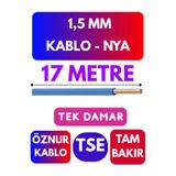 Avarson Öznur 1,5 MM NYA Enerji Kablosu, 17 Metre, Mavi