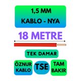 Avarson Öznur 1,5 MM NYA Enerji Kablosu, 18 Metre, Kırmızı