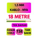 Avarson Öznur 1,5 MM NYA Enerji Kablosu, 18 Metre, Sarı-Yeşil