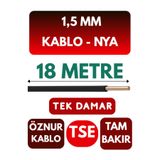 Avarson Öznur 1,5 MM NYA Enerji Kablosu, 18 Metre, Siyah