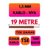 Avarson Öznur 1,5 MM NYA Enerji Kablosu, 19 Metre, Kahverengi