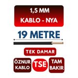 Avarson Öznur 1,5 MM NYA Enerji Kablosu, 19 Metre, Siyah