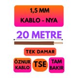 Avarson Öznur 1,5 MM NYA Enerji Kablosu, 20 Metre, Kahverengi