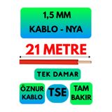 Avarson Öznur 1,5 MM NYA Enerji Kablosu, 21 Metre, Kırmızı