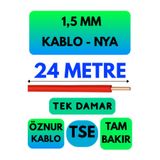 Avarson Öznur 1,5 MM NYA Enerji Kablosu, 24 Metre, Kırmızı