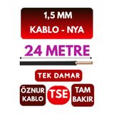 Avarson Öznur 1,5 MM NYA Enerji Kablosu, 24 Metre, Siyah