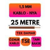 Avarson Öznur 1,5 MM NYA Enerji Kablosu, 25 Metre, Kahverengi