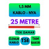 Avarson Öznur 1,5 MM NYA Enerji Kablosu, 25 Metre, Kırmızı