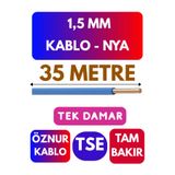 Avarson Öznur 1,5 MM NYA Enerji Kablosu, 35 Metre, Mavi