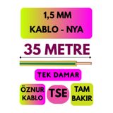 Avarson Öznur 1,5 MM NYA Enerji Kablosu, 35 Metre, Sarı-Yeşil