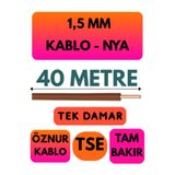 Avarson Öznur 1,5 MM NYA Enerji Kablosu, 40 Metre, Kahverengi
