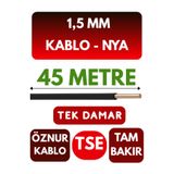 Avarson Öznur 1,5 MM NYA Enerji Kablosu, 45 Metre, Siyah