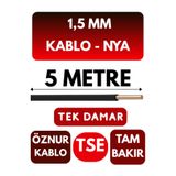 Avarson Öznur 1,5 MM NYA Enerji Kablosu, 5 Metre, Siyah