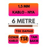 Avarson Öznur 1,5 MM NYA Enerji Kablosu, 6 Metre, Kahverengi