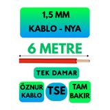 Avarson Öznur 1,5 MM NYA Enerji Kablosu, 6 Metre, Kırmızı