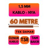 Avarson Öznur 1,5 MM NYA Enerji Kablosu, 60 Metre, Kahverengi