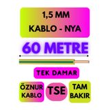 Avarson Öznur 1,5 MM NYA Enerji Kablosu, 60 Metre, Sarı-Yeşil