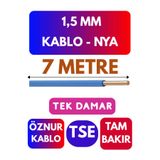 Avarson Öznur 1,5 MM NYA Enerji Kablosu, 7 Metre, Mavi