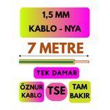Avarson Öznur 1,5 MM NYA Enerji Kablosu, 7 Metre, Sarı-Yeşil