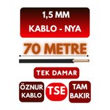 Avarson Öznur 1,5 MM NYA Enerji Kablosu, 70 Metre, Siyah