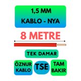 Avarson Öznur 1,5 MM NYA Enerji Kablosu, 8 Metre, Kırmızı
