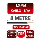 Avarson Öznur 1,5 MM NYA Enerji Kablosu, 8 Metre, Siyah