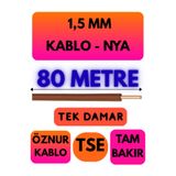 Avarson Öznur 1,5 MM NYA Enerji Kablosu, 80 Metre, Kahverengi