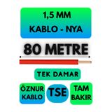 Avarson Öznur 1,5 MM NYA Enerji Kablosu, 80 Metre, Kırmızı