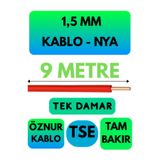 Avarson Öznur 1,5 MM NYA Enerji Kablosu, 9 Metre, Kırmızı