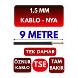 Avarson Öznur 1,5 MM NYA Enerji Kablosu, 9 Metre, Siyah