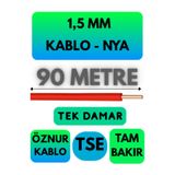 Avarson Öznur 1,5 MM NYA Enerji Kablosu, 90 Metre, Kırmızı