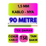 Avarson Öznur 1,5 MM NYA Enerji Kablosu, 90 Metre, Sarı-Yeşil