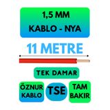 Avarson Öznur 1,5 MM NYA Kablo, 11 Metre, Kırmızı, Enerji Kablosu