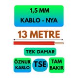 Avarson Öznur 1,5 MM NYA Kablo, 13 Metre, Kırmızı, Enerji Kablosu