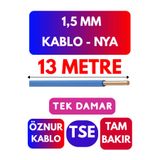 Avarson Öznur 1,5 MM NYA Kablo, 13 Metre, Mavi