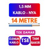 Avarson Öznur 1,5 MM NYA Kablo, 14 Metre, Mavi