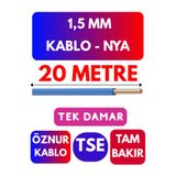 Avarson Öznur 1,5 MM NYA Kablo, 20 Metre, Mavi