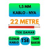Avarson Öznur 1,5 MM NYA Kablo, 22 Metre, Kırmızı, Enerji Kablosu