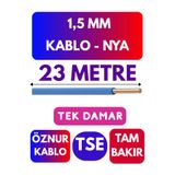 Avarson Öznur 1,5 MM NYA Kablo, 23 Metre, Mavi