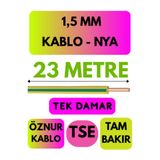 Avarson Öznur 1,5 MM NYA Kablo, 23 Metre, Sarı-Yeşil
