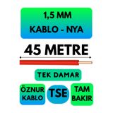 Avarson Öznur 1,5 MM NYA Kablo, 45 Metre, Kırmızı, Enerji Kablosu