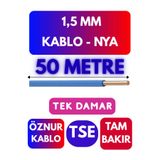 Avarson Öznur 1,5 MM NYA Kablo, 50 Metre, Mavi