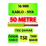 Avarson Öznur 16 MM NYA Enerji Kablosu, 50 Metre, Sarı-Yeşil