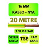 Avarson Öznur 16 MM NYA Kablo, 20 Metre, Sarı-Yeşil
