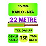 Avarson Öznur 16 MM NYA Kablo, 22 Metre, Sarı-Yeşil